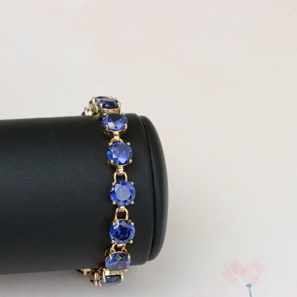 "Elegant Blue Crystal Rose Gold Bracelet with Gold Plated Finish, XPBL1018 - Picture 8 of 12